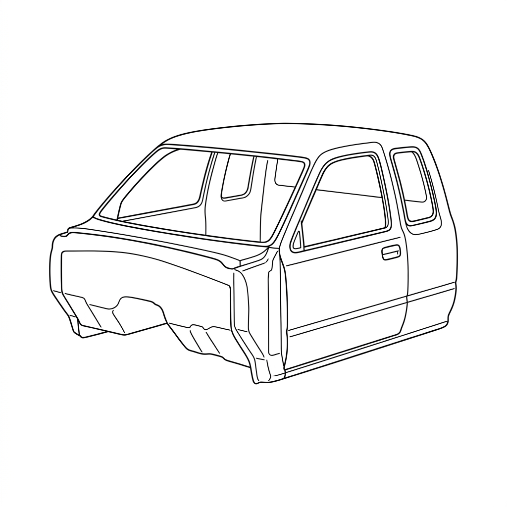 Representative illustration of Pickup Cab (Shell) for 1999 Ford Ranger from 2/99 Super Cab 2 Dr AT and other applications