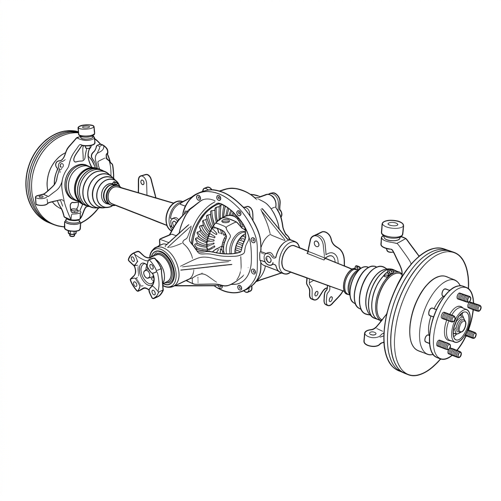 Representative illustration of Axle Assy, Fr (4WD) for 2013-2014 Ford Ford F350SD Pickup Pickup (without wide track) SRW 3.55 ratio and other applications