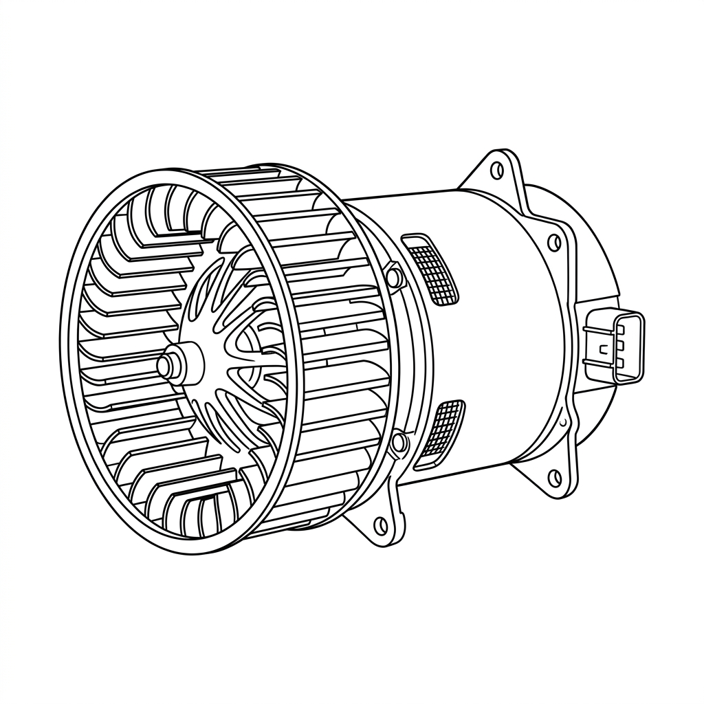 Representative illustration of Blower Motor for 2000 / 2002 / 2006 BMW BMW X5 front manual temperature control and other applications